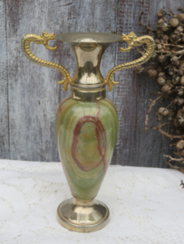 VERKOCHT Vintage onyx vaasje amfora - 16 cm hoog