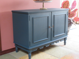 VERKOCHT Oude brocante blauwe kast dressoir