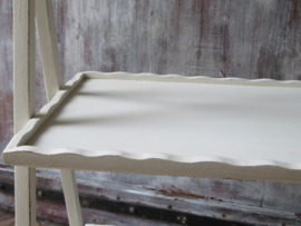 VERKOCHT Brocante witte houten klaptafel plantentafel etagere