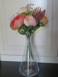 Boeket kunstbloemen ranonkel - 10 stelen - 33 cm lang