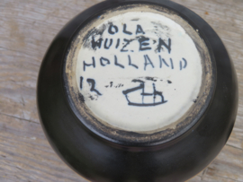 Oud plateel vaasje Huizen Holland ca. 1930 - 13 cm