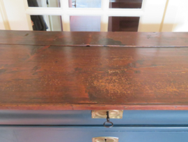 VERKOCHT Antieke blauwe Biedermeier kast secretaire