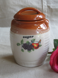 Vintage aardewerk voorraadpot suiker (sugar)