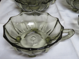 VERKOCHT Oude bowl glazen, glazen fruitschaaltjes dessertschaaltjes, set van 6 stuks