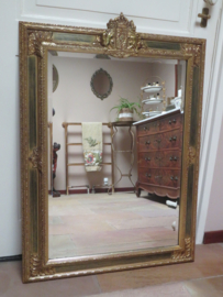 Oude barok spiegel met wapenschild - 87 x 66 cm