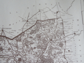 Antieke Franse landkaart Departement de l'Oise uit 1790 - geschept papier met watermerk