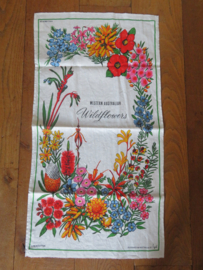 Vintage Australische theedoek 'bloemen' - 76 x 46 cm