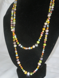 Vintage lange parelketting multicolour - 64 cm