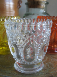 Brocante gekleurde glazen waxinelichthouders - set van 3