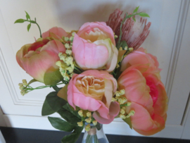 Boeket kunstbloemen ranonkel - 10 stelen - 33 cm lang
