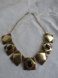 Vintage Dolce Vita goud choker halsketting met zwarte stenen