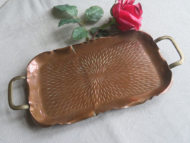 Oud roodkoperen dienblad - 24 x 15 cm
