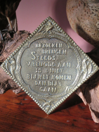 VERKOCHT Antiek koperen spreukenbord