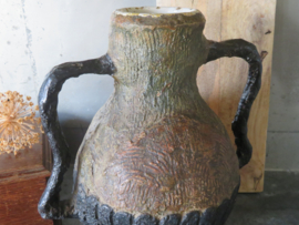 VERKOCHT Antieke Afrikaanse stenen kruik vaas - 34 cm