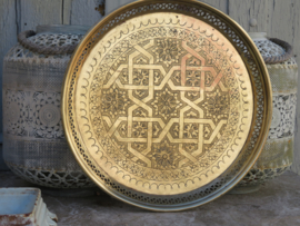 VERKOCHT Oud Marokkaans koperen dienblad, 39 cm