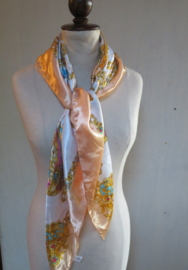 VERKOCHT Vintage zijdelook sjaal Hermes stijl - 90 x 90 cm