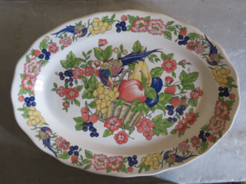 VERKOCHT Brocante ovale aardewerk serveerschaal, 45 cm