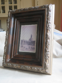 VERKOCHT Vintage zware houten fotolijst - 26 x 20 cm