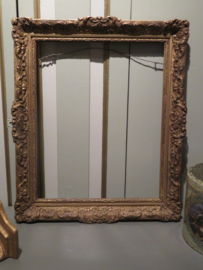 VERKOCHT Antieke barok houten schilderijlijst / spiegellijst, 45 x 37 cm