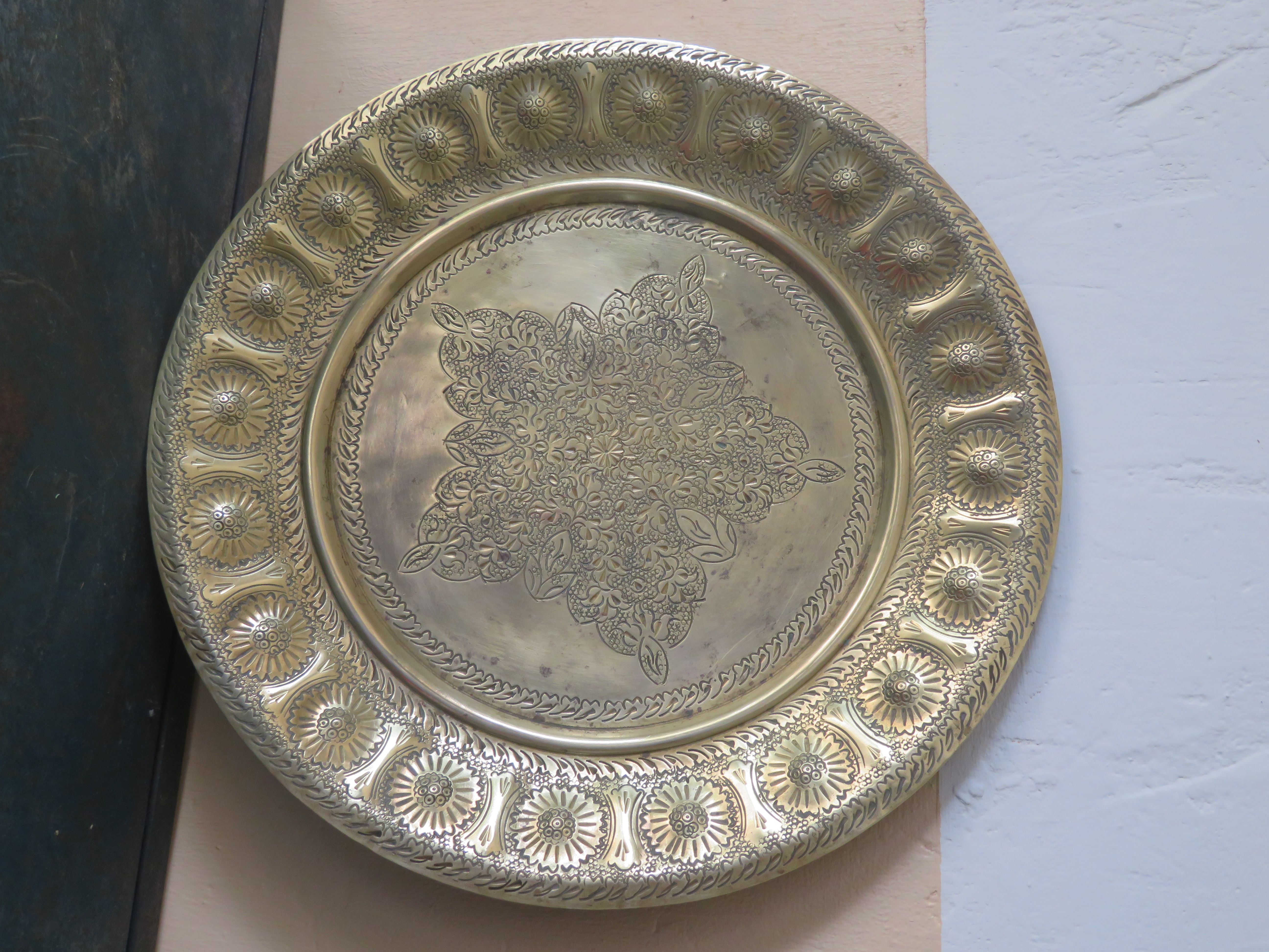 Oud Marokkaans koperen dienblad schaal - 35 cm