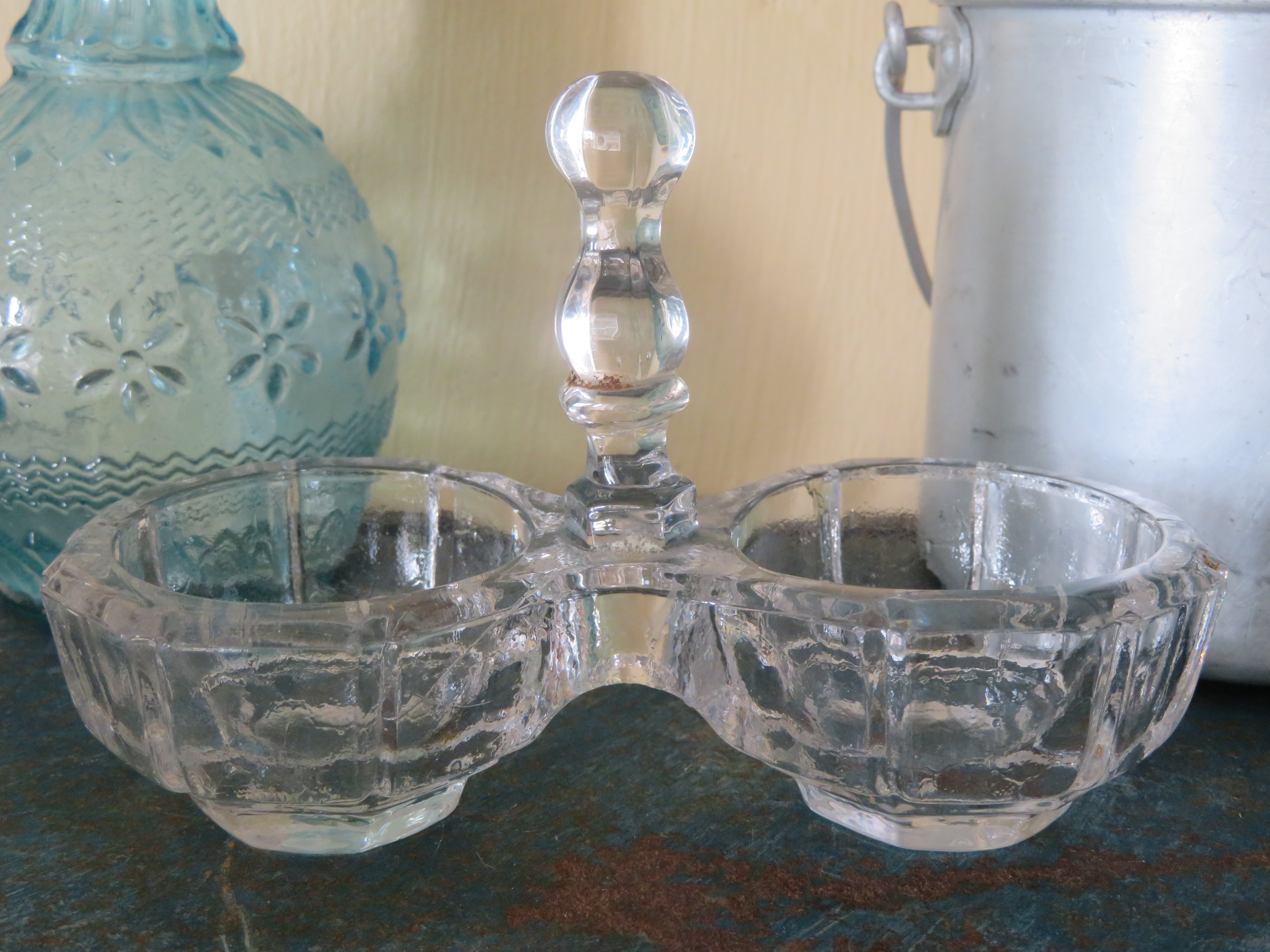 Art Deco Franse glazen saliere peper en zoutstel