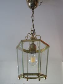 VERKOCHT Oude messing hanglamp, hal lamp