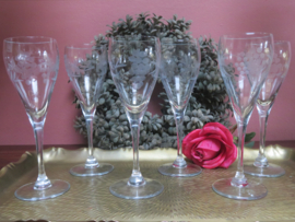 Oude kristallen geslepen portglazen wijnglazen druif - set van 6