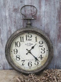 VERKOCHT Brocante metalen wandklok Old Town Clocks 1863 - 30 cm