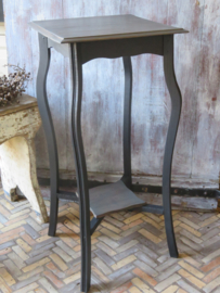 VERKOCHT Brocante zwarte houten plantentafel piedestal - 75 cm hoog