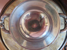 VERKOCHT Antieke verzilverde bonbonniere bowl met deksel