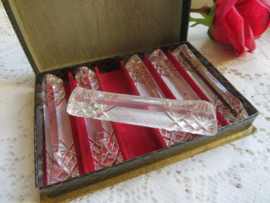 Oude kristallen messenleggers - 6 stuks in doos