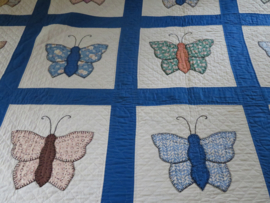 VERKOCHT Oude Amerikaanse patchwork quilt uit 1936, 200x240cm