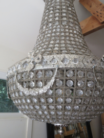 Kristallen zak kroonluchter in zilver armatuur - 100 x 50 cm