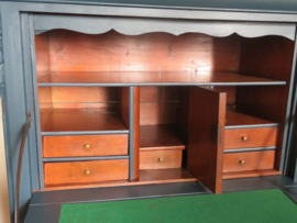 VERKOCHT Antieke blauwe Biedermeier kast secretaire