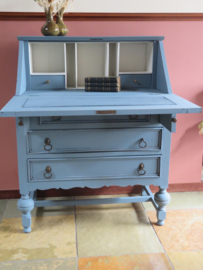 VERKOCHT Oude brocante blauwe secretaire bureau