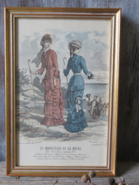 Antieke Franse modeprent Le Moniteur de la Mode Paris - Jules David
