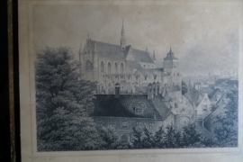 VERKOCHT Antieke staalgravure "Leiden" - J. Poppel, 1860