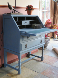 VERKOCHT Oude brocante antiekblauwe secretaire bureau