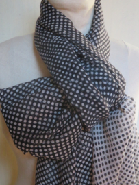 Vintage lange sjaal zwartwit genopt - 185 x 70 cm