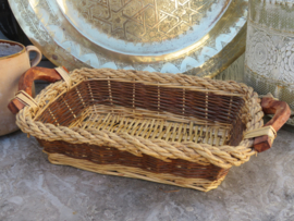 VERKOCHT Franse rieten broodmand met houten handvatten, 47 cm