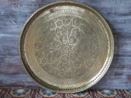 VERKOCHT Groot oud Marokkaans koperen dienblad - 53 cm