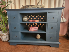 Brocante blauwe ladekast 