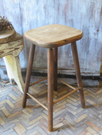 VERKOCHT Oud Frans houten krukje plantentafel