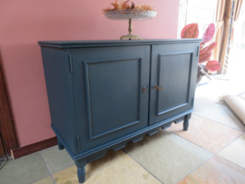 VERKOCHT Oude brocante blauwe kast dressoir