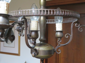 VERKOCHT Antieke Franse koperen kroonluchter hanglamp 6-lichts