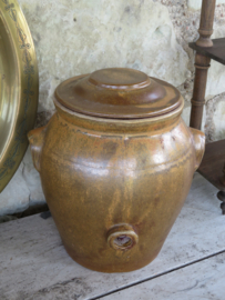 VERKOCHT Oude Franse bruine aardewerk azijnpot - 25 cm