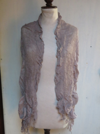 Vintage lange sjaal grijs met zilverdraad - 170 x 45 cm