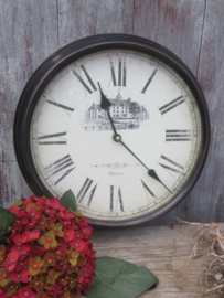 Brocante ronde wandklok Chateau - 33 cm