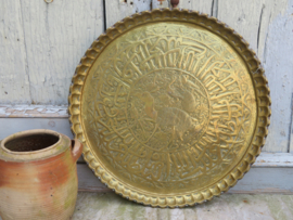 VERKOCHT Zwaar oud Marokkaans koperen dienblad schaal - 45 cm