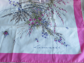 Vintage Leonardi sjaal zijdelook met bloemenprint - 90 x 90 cm